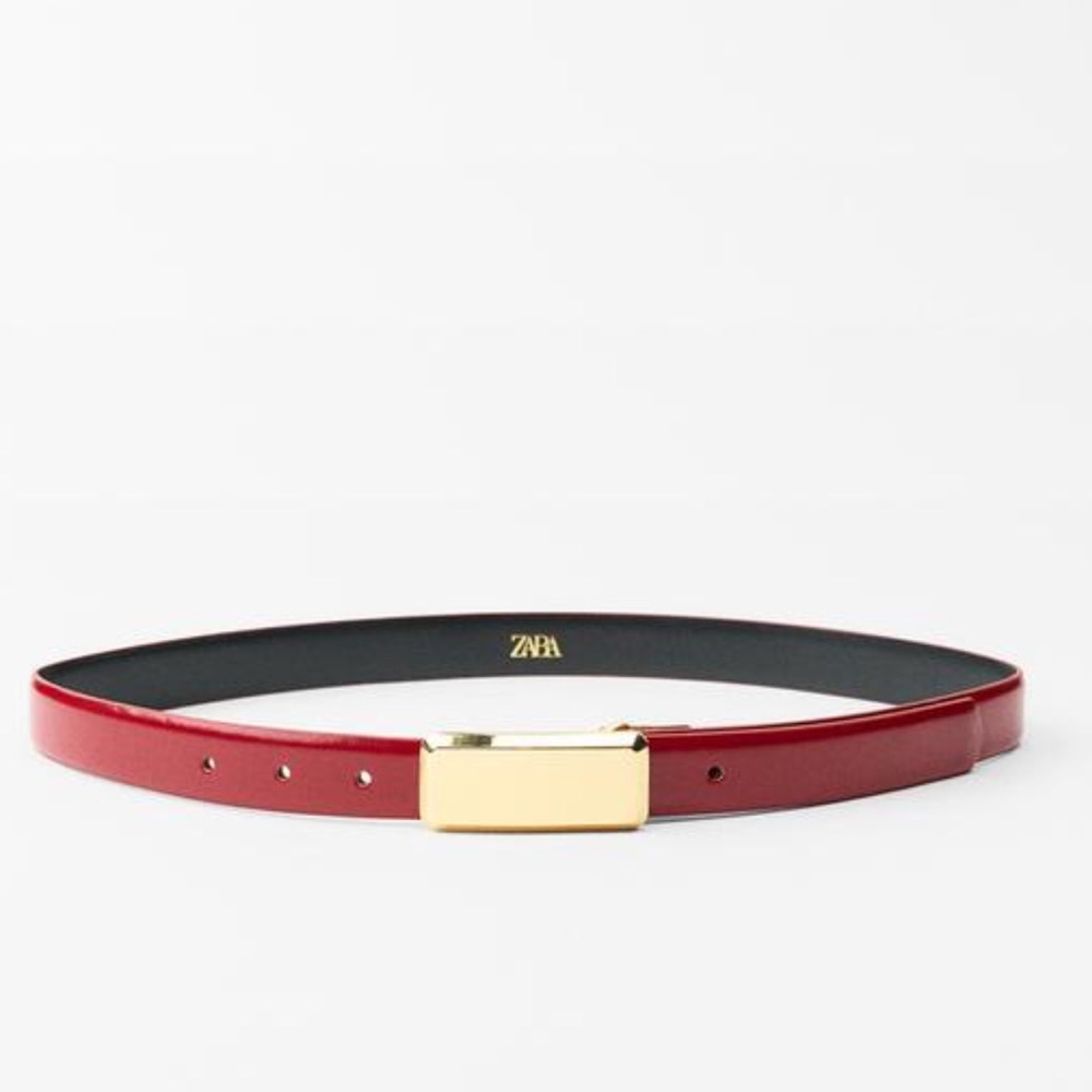 RECTANGULAR BUCKLE THIN LEATHER BELT